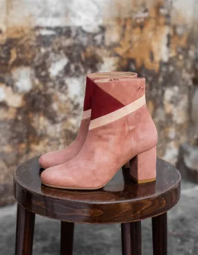 Bottines à talons Léonie - Suède Saumon Bordeaux