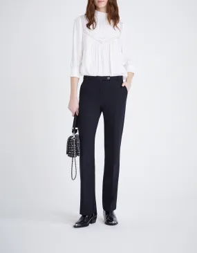 Pantalon marine en maille à rayures tennis Femme