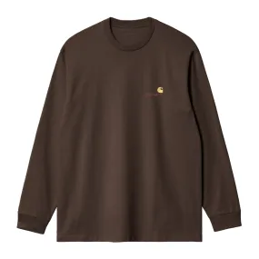 T-shirt manches longues : CARHARTT WIP LS AMERICAN SCRIPT TSHIRT Tobacco - Bamboo Skateshop