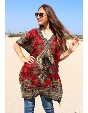 Tunique indienne kaftan rouge